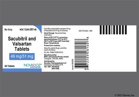 Sacubitril/Valsartan 49mg-51mg Tablet package photo
