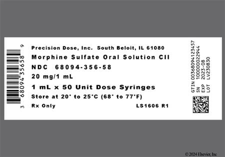 Morphine Sulfate 20mg/1mL Solution package photo