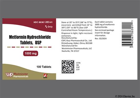 Metformin Hydrochloride 1000mg Tablet package photo