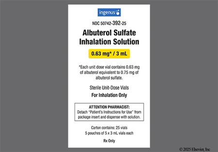 Albuterol Sulfate 0.63mg/3ml Solution for Inhalation package photo
