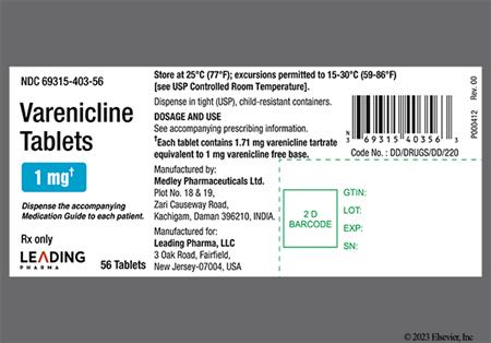 Varenicline 1mg Tablet package photo