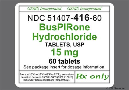 Buspirone Hydrochloride 15mg Tablet package photo