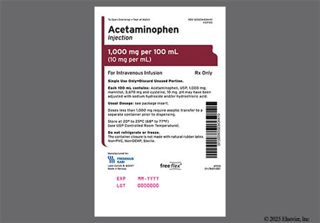 Acetaminophen 1000mg/100mL Solution for Injection