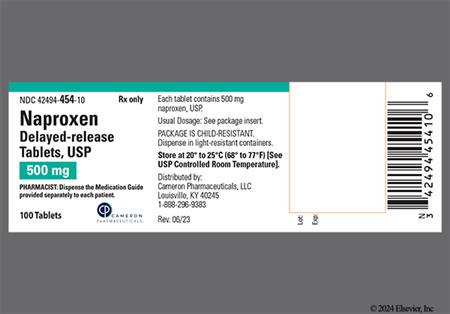 Naproxen 500mg Delayed-Release Tablet package photo
