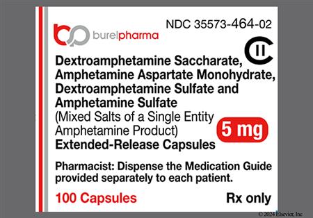 Amphetamine/Dextroamphetamine Salts 5mg Extended-Release Capsule package photo