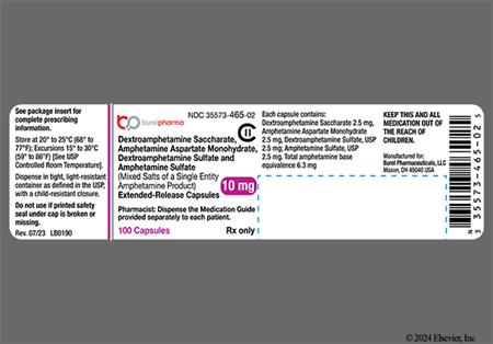 Amphetamine/Dextroamphetamine Salts 10mg Extended-Release Capsule package photo