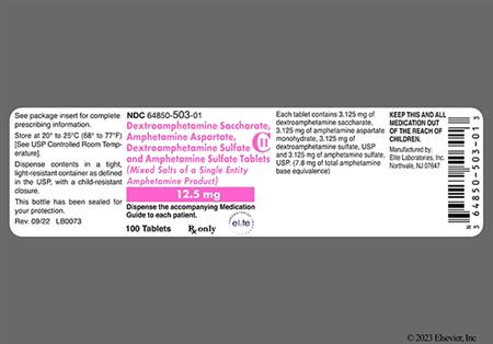 Amphetamine/Dextroamphetamine Salts 12.5mg Tablet package photo