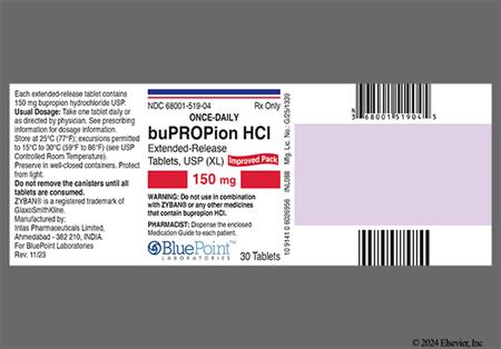 Bupropion Hydrochloride 150mg Extended-Release (XL) Tablet package photo