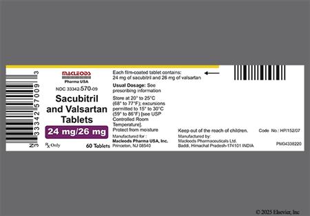 Sacubitril/Valsartan 24mg-26mg Tablet package photo