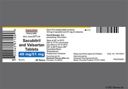 Sacubitril/Valsartan 49mg-51mg Tablet package photo