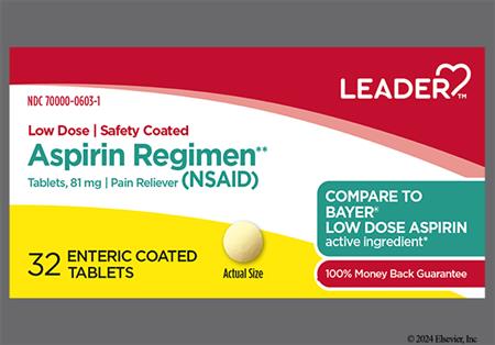 Leader Aspirin Regimen 81mg Enteric Coated Tablet package photo