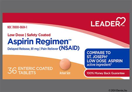 Leader Aspirin Regimen Low Dose 81mg Enteric Coated Tablet package photo