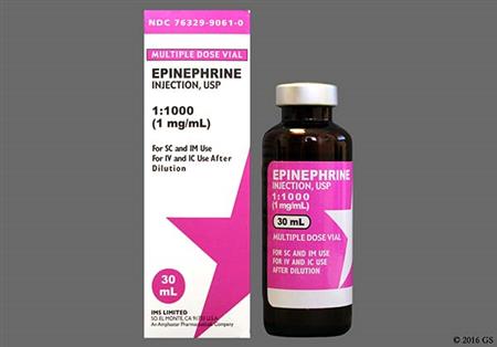 Epinephrine Hydrochloride 1:1000 1mg/mL Solution for Injection package photo