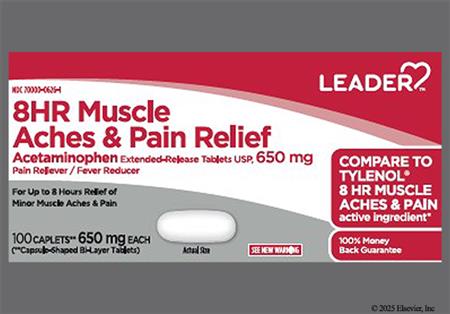 Leader 8HR Muscle Aches & Pain Relief Acetaminophen 650mg Extended-Release Tablet package photo