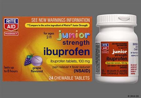 RITE AID Junior Ibuprofen 100mg Chewable Tablet (Grape) package photo