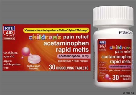 RITE AID Children's Pain Reliever Rapid Melt 80mg Dissolving Tablet (Bubblegum) package photo