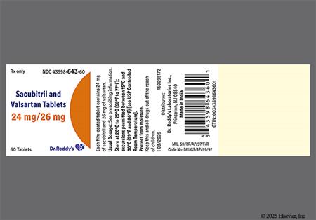 Sacubitril/Valsartan 24mg-26mg Tablet package photo