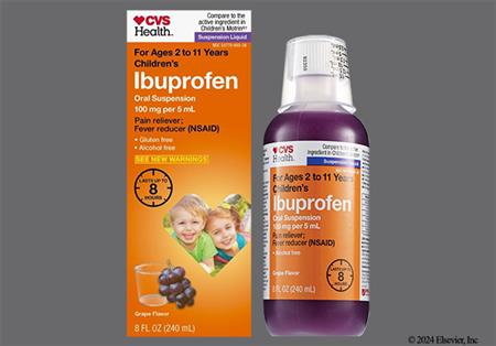 CVS Children's Ibuprofen 100mg/5mL Suspension (Grape) package photo