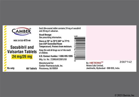 Sacubitril/Valsartan 24mg-26mg Tablet package photo