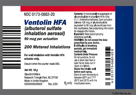 Ventolin HFA 90mcg/actuation Inhalation Aerosol package photo