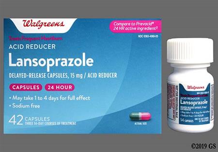 Walgreens Lansoprazole 15mg Delayed-Release Capsule package photo