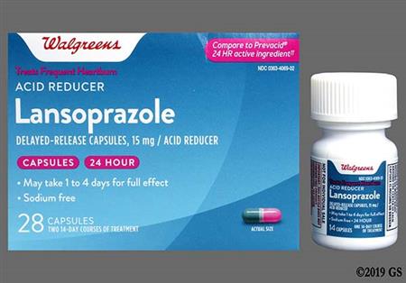 Walgreens Lansoprazole 15mg Delayed-Release Capsule package photo