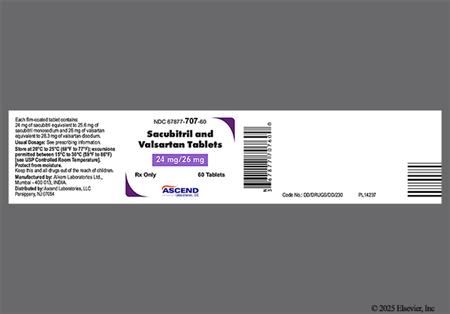 Sacubitril/Valsartan 24mg-26mg Tablet package photo