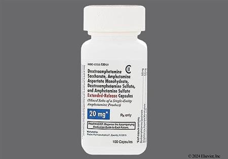 Amphetamine/Dextroamphetamine Salts 20mg Extended-Release Capsule package photo
