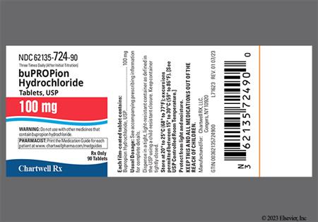 Bupropion Hydrochloride 100mg Tablet package photo