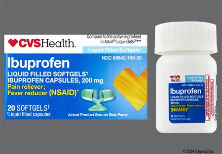 CVS Ibuprofen 200mg Liquid Filled Softgel package photo