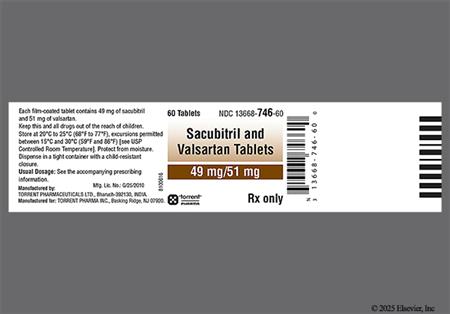 Sacubitril/Valsartan 49mg-51mg Tablet package photo