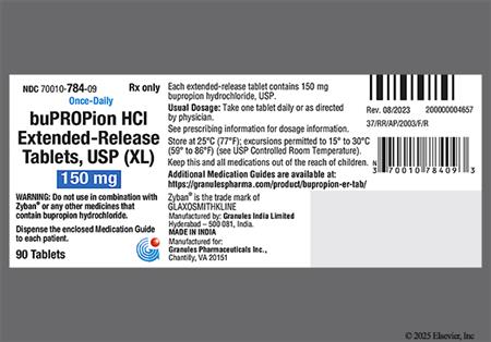 Bupropion Hydrochloride 150mg Extended-Release (XL) Tablet package photo