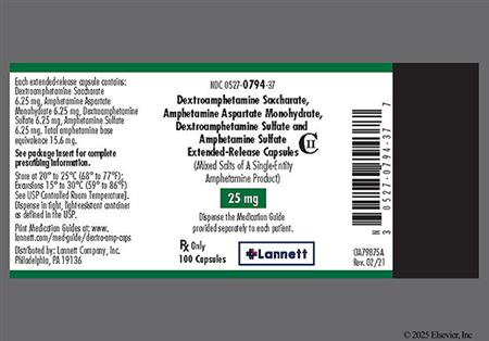 Amphetamine/Dextroamphetamine Salts 25mg Extended-Release Capsule package photo
