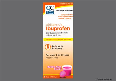 Quality Choice Children's Ibuprofen 100mg/5mL Suspension (Bubblegum) package photo