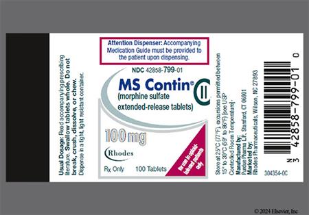 MS Contin 100mg Extended-Release Tablet package photo
