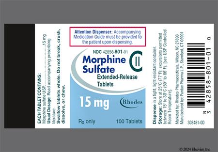 Morphine Sulfate 15mg Extended-Release Tablet package photo