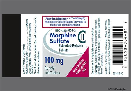 Morphine Sulfate 100mg Extended-Release Tablet package photo