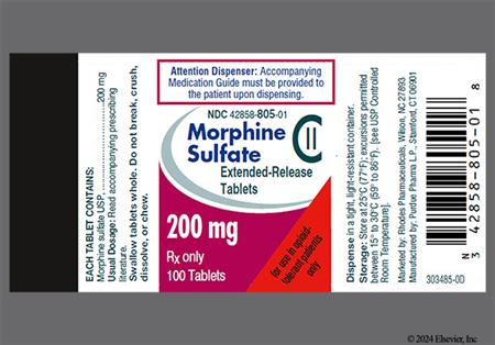Morphine Sulfate 200mg Extended-Release Tablet package photo