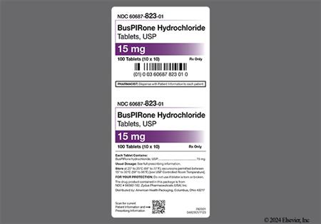 Buspirone Hydrochloride 15mg Tablet package photo