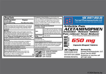 Acetaminophen 650mg Extended-Release Caplet