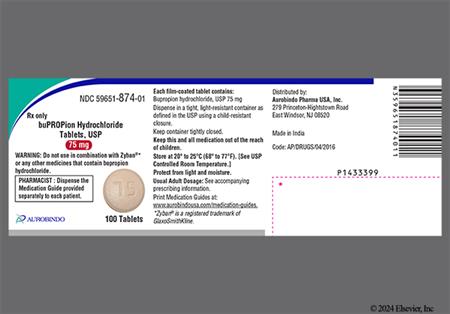 Bupropion Hydrochloride 75mg Tablet package photo
