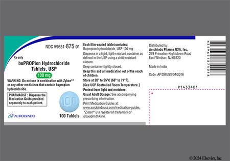 Bupropion Hydrochloride 100mg Tablet package photo