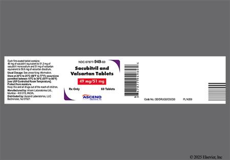 Sacubitril/Valsartan 49mg-51mg Tablet package photo