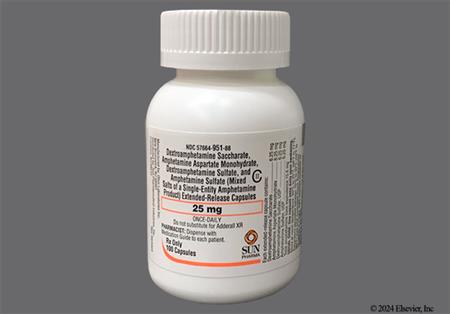 Amphetamine/Dextroamphetamine Salts 25mg Extended-Release Capsule package photo