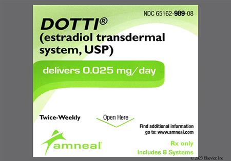 DOTTI 0.025mg/24hr Transdermal Patch System (Twice-Weekly) package photo