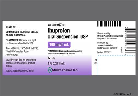 Ibuprofen 100mg/5mL Suspension package photo