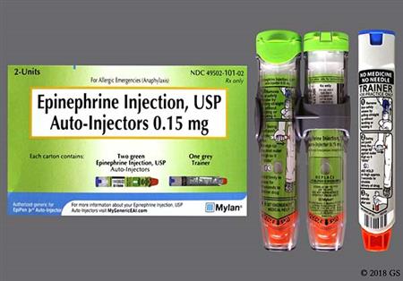 Epinephrine 2-Pack Auto-Injector 0.15mg/0.3mL Solution for Injection package photo