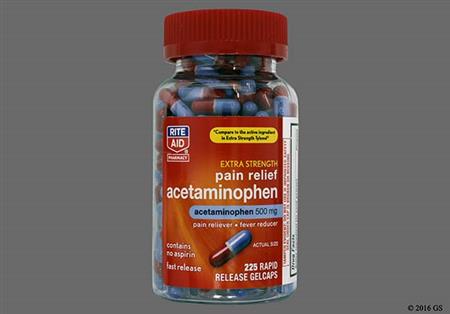 RITE AID Pain Relief Extra Strength 500mg Rapid Release Gelcap package photo