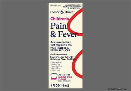 Foster & Thrive Children's Pain & Fever 160mg/5mL Suspension (Bubble Gum)