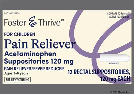 Foster & Thrive Pain Reliever For Children Acetaminophen 120mg Rectal Suppository